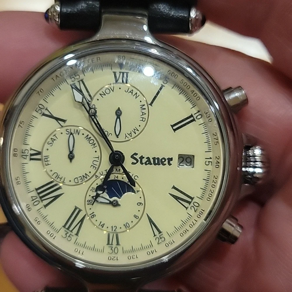 Stauer Watch Stainless Steel With Leather Strap